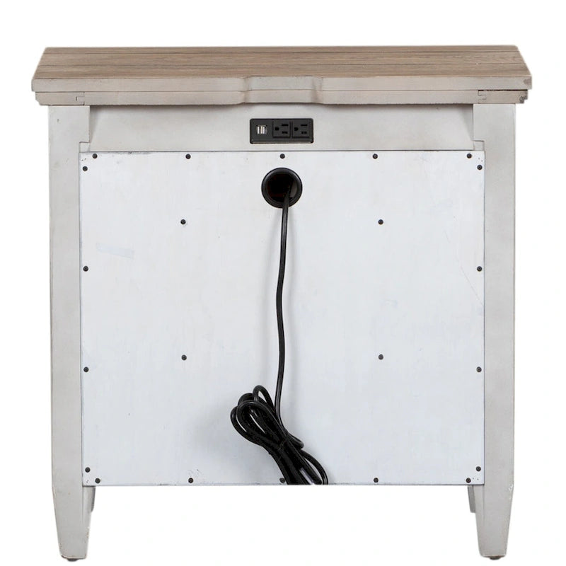 Heartland Antique White 1-Drawer Night Stand Charging Station