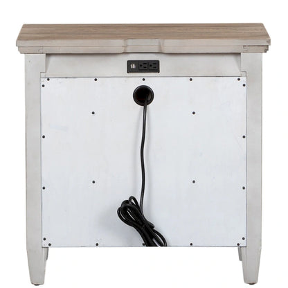 Heartland Antique White 1-Drawer Night Stand Charging Station