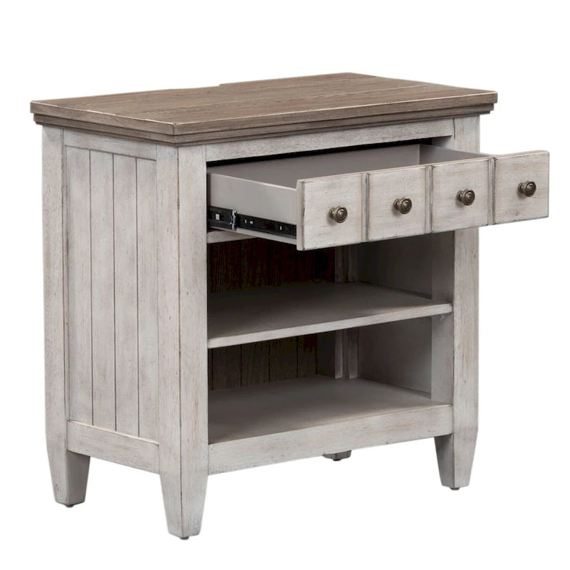 Heartland Antique White 1-Drawer Night Stand Charging Station