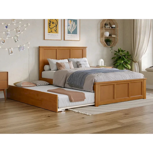 AFI Madison Full Size Platform Bed with Matching Footboard & Full Trundle