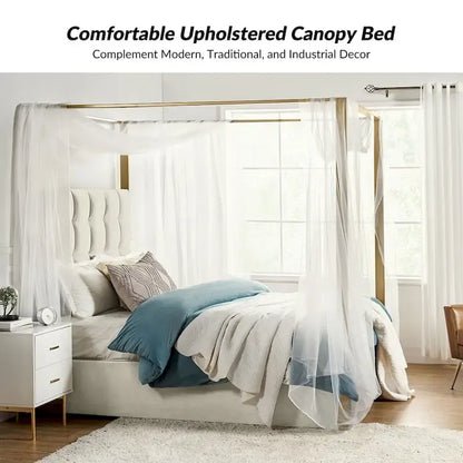 Milton Contemporary Upholstered Queen Size Canopy Bed by HULALA HOME