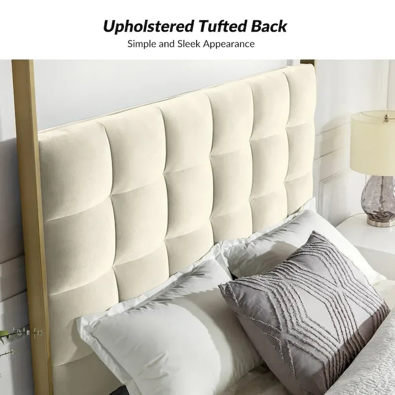 Milton Contemporary Upholstered Queen Size Canopy Bed by HULALA HOME