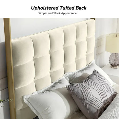 Milton Contemporary Upholstered Queen Size Canopy Bed by HULALA HOME