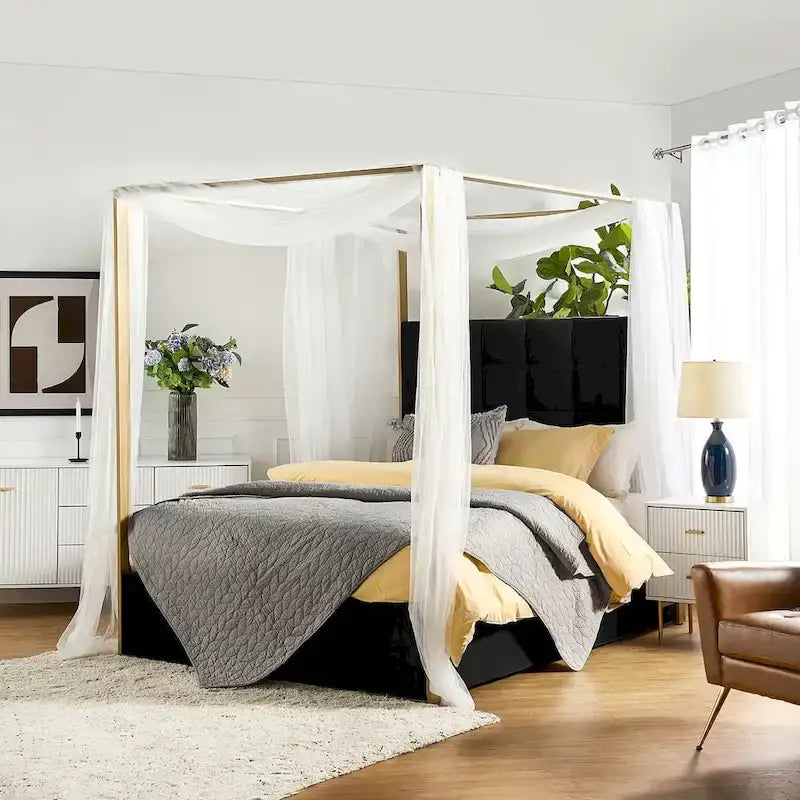 Milton Contemporary Upholstered Queen Size Canopy Bed by HULALA HOME