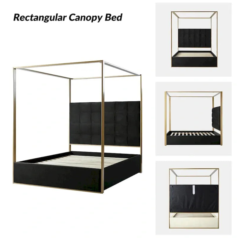 Milton Contemporary Upholstered Queen Size Canopy Bed by HULALA HOME
