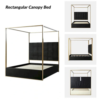 Milton Contemporary Upholstered Queen Size Canopy Bed by HULALA HOME