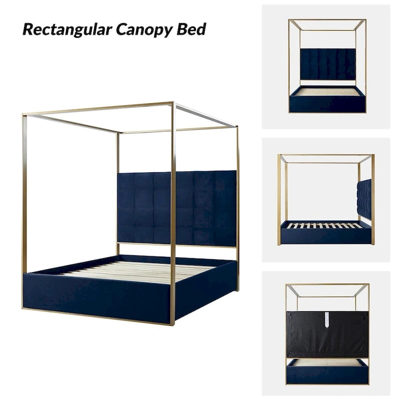 Milton Contemporary Upholstered Queen Size Canopy Bed by HULALA HOME