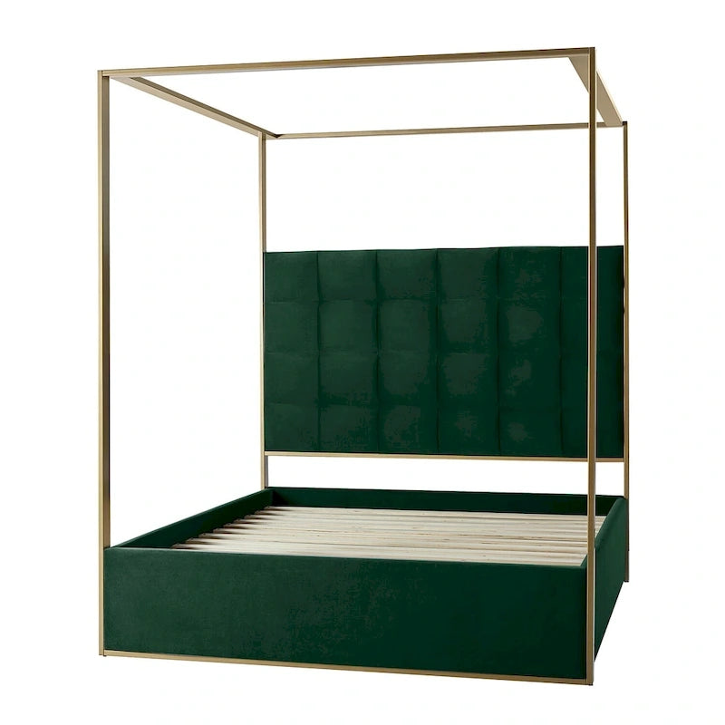 Milton Contemporary Upholstered Queen Size Canopy Bed by HULALA HOME