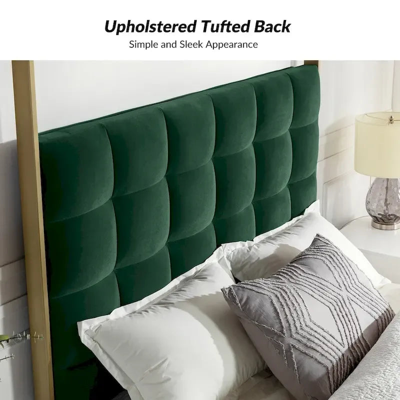 Milton Contemporary Upholstered Queen Size Canopy Bed by HULALA HOME