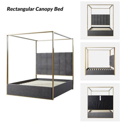 Milton Contemporary Upholstered Queen Size Canopy Bed by HULALA HOME