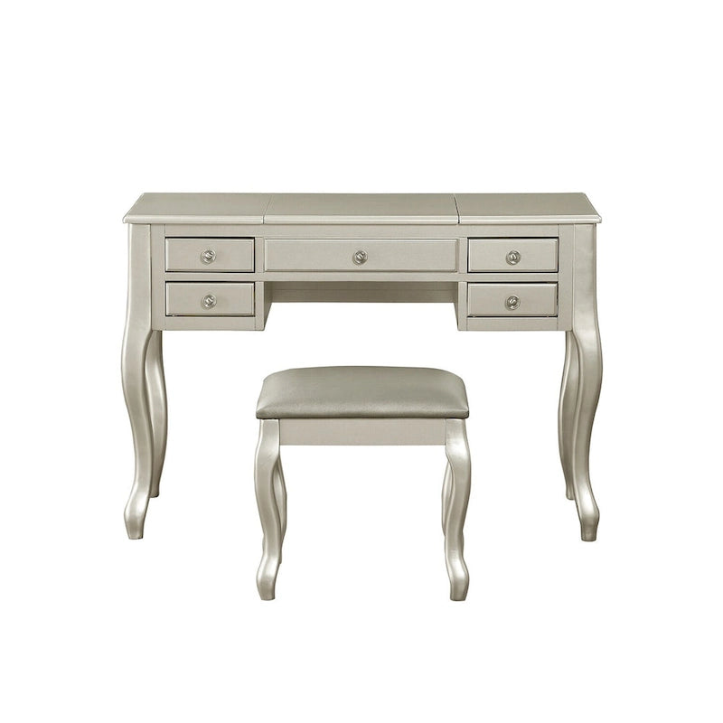 Flip Up Mirror Vanity Set with Stool
