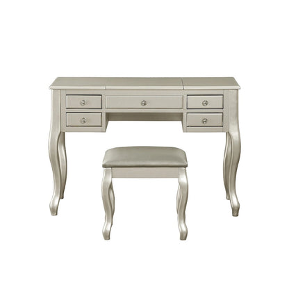 Flip Up Mirror Vanity Set with Stool