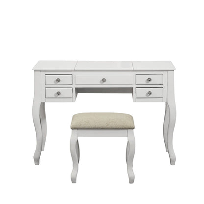 Flip Up Mirror Vanity Set with Stool