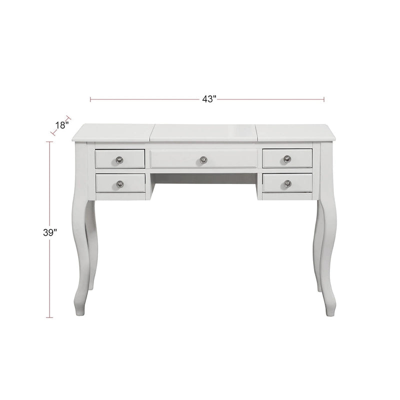 Flip Up Mirror Vanity Set with Stool