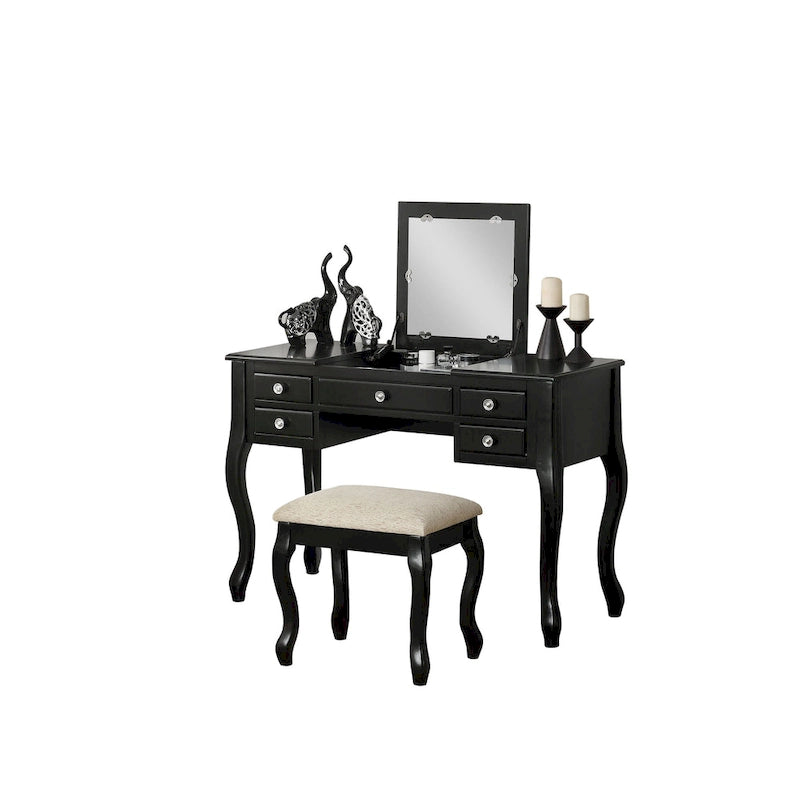 Flip Up Mirror Vanity Set with Stool