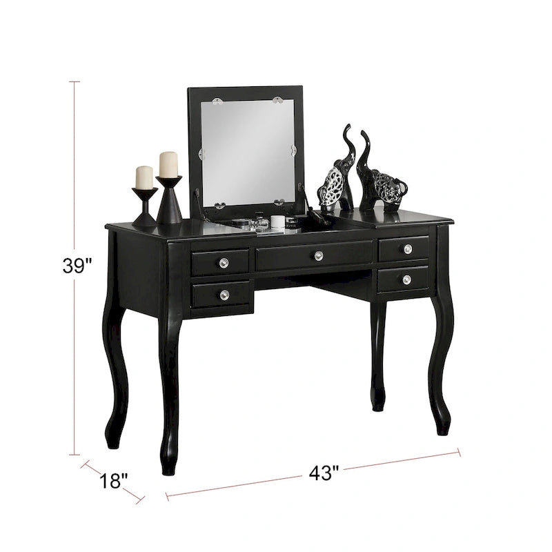 Flip Up Mirror Vanity Set with Stool