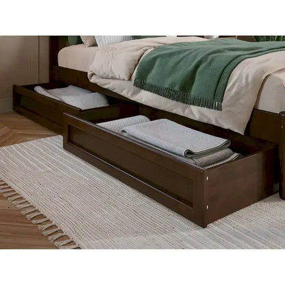 Queen-King-Twin XL Mid-Century Modern Under Bed Storage Drawers