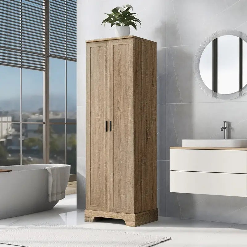 Storage Cabinet with Two Doors for Bathroom, Office, Adjustable Shelf, MDF Board