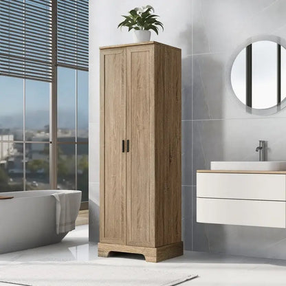 Storage Cabinet with Two Doors for Bathroom, Office, Adjustable Shelf, MDF Board