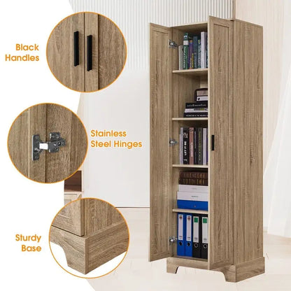 Storage Cabinet with Two Doors for Bathroom, Office, Adjustable Shelf, MDF Board