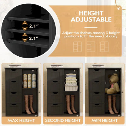 Homall Wooden Bathroom Cabinet, Freestanding Storage Cabinet with 4 Drawers and 1 Cupboard