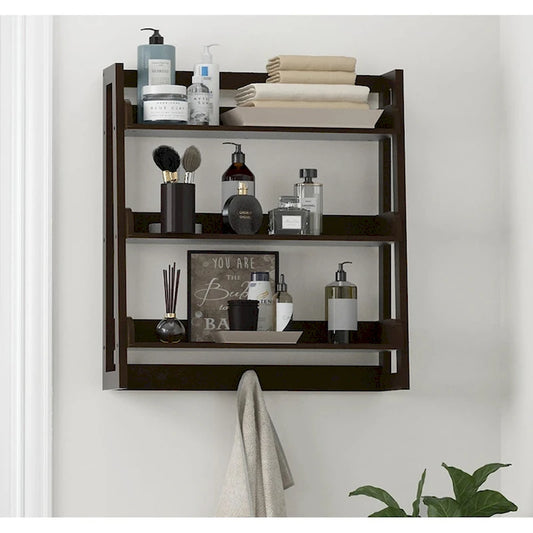 UTEX 3 Tier Bathroom Shelf Wall Mounted with Towel Hooks, Bathroom Organizer Shelf Over The Toilet