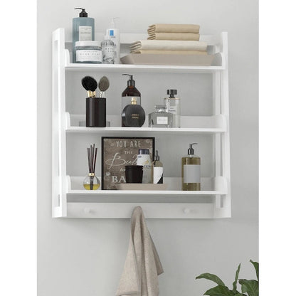 UTEX 3 Tier Bathroom Shelf Wall Mounted with Towel Hooks, Bathroom Organizer Shelf Over The Toilet