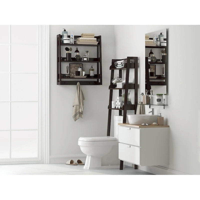 UTEX 3 Tier Bathroom Shelf Wall Mounted with Towel Hooks, Bathroom Organizer Shelf Over The Toilet