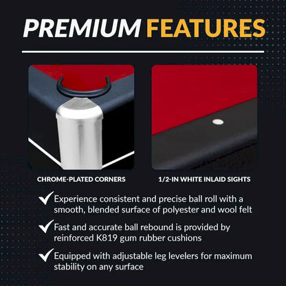 Hathaway Spartan 6-ft Billiards Pool Game Room Table with Table Tennis Top - Black with Red Felt