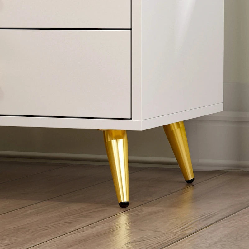 White Nightstands Bedside Table End Table Gold Metal Legs1 Pcs