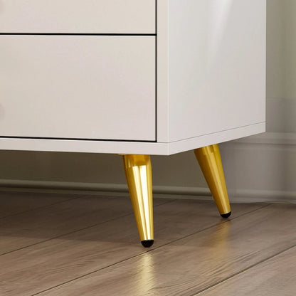 White Nightstands Bedside Table End Table Gold Metal Legs1 Pcs