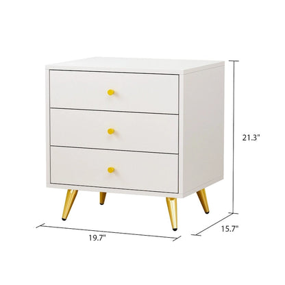 White Nightstands Bedside Table End Table Gold Metal Legs1 Pcs