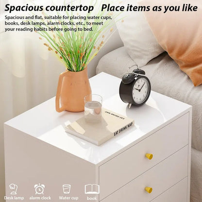 White Nightstands Bedside Table End Table Gold Metal Legs1 Pcs