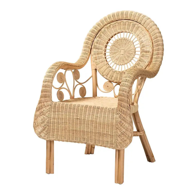 Putri Modern Bohemian Natural Rattan Arm Chair