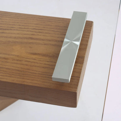 Davee Furniture transparent Glass Top with Wood Leg Extendable Dining Table - 63/94.5*35.43*29.53 inches