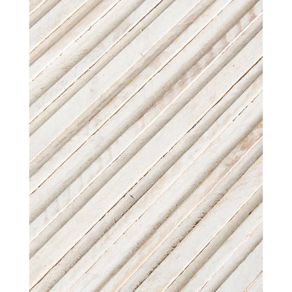 Distressed White Teak Wood Plank Drum Table by East at Main