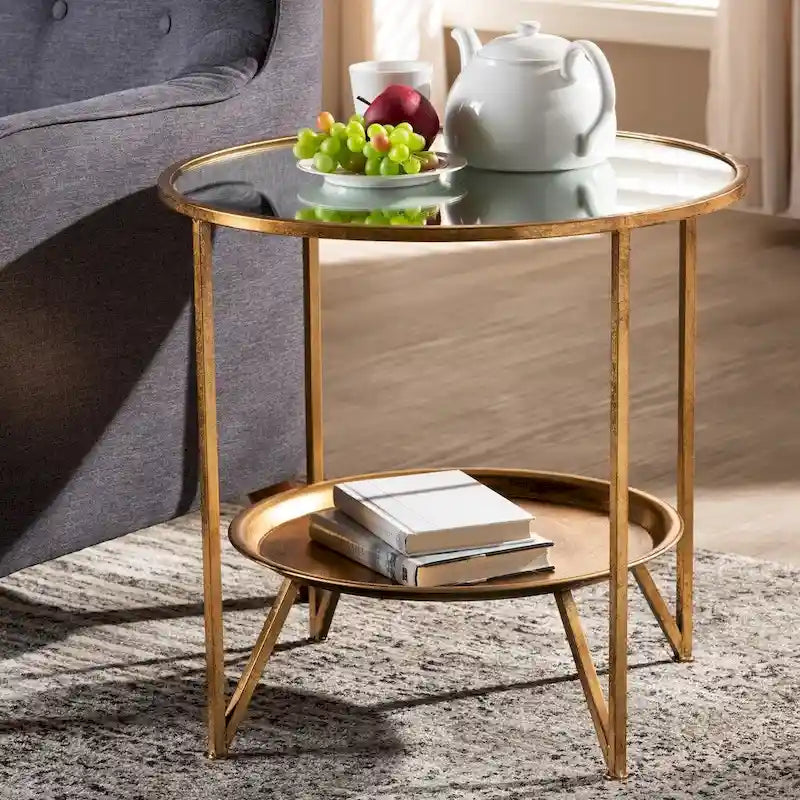 Contemporary Antique Gold Accent Table