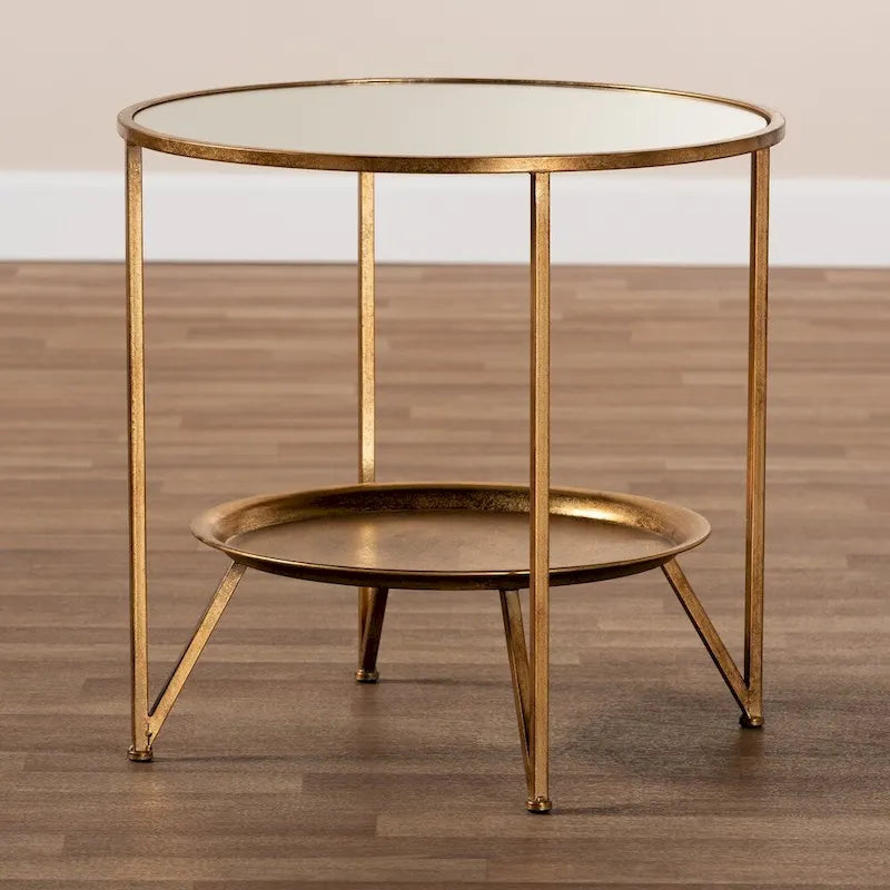 Contemporary Antique Gold Accent Table