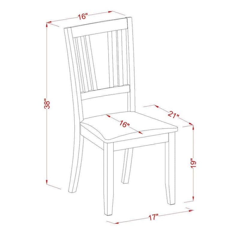 East West Furniture Dudley Dining Room Chairs - Slat Back Chairs, Set of 2, Mahogany (Seat Options)