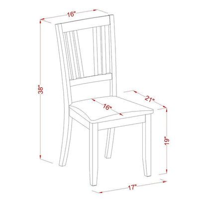 East West Furniture Dudley Dining Room Chairs - Slat Back Chairs, Set of 2, Mahogany (Seat Options)