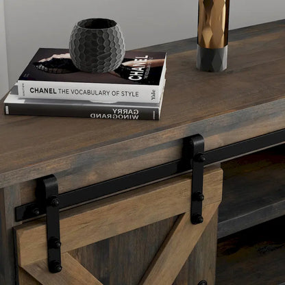 Bridgevine Home Farmhouse 56 inch Corner TV Stand for TVs up to 60 inches, No Assembly Required, Barnwood Finish