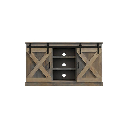 Bridgevine Home Farmhouse 56 inch Corner TV Stand for TVs up to 60 inches, No Assembly Required, Barnwood Finish