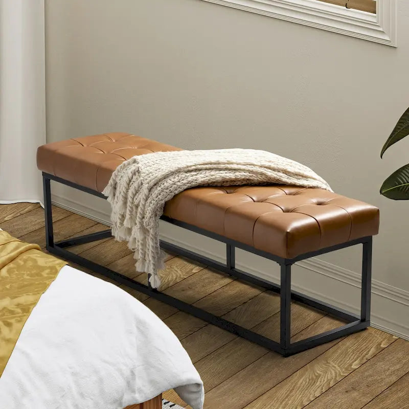 Alicia Classic Genuine Leather Durable Easy Suitable Bedroom Bench by HULALA HOME