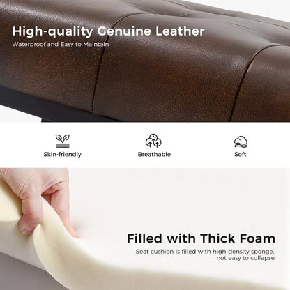 Alicia Classic Genuine Leather Durable Easy Suitable Bedroom Bench by HULALA HOME