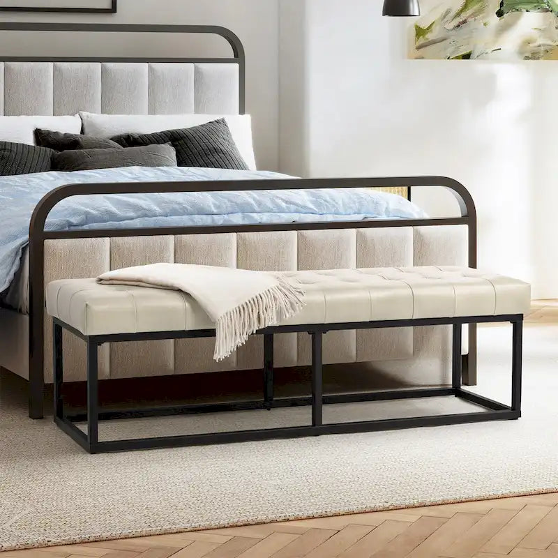 Alicia Classic Genuine Leather Durable Easy Suitable Bedroom Bench by HULALA HOME