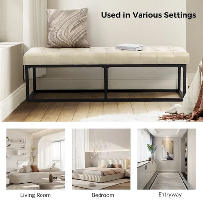 Alicia Classic Genuine Leather Durable Easy Suitable Bedroom Bench by HULALA HOME