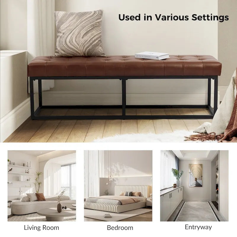 Alicia Classic Genuine Leather Durable Easy Suitable Bedroom Bench by HULALA HOME