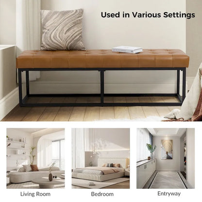 Alicia Classic Genuine Leather Durable Easy Suitable Bedroom Bench by HULALA HOME