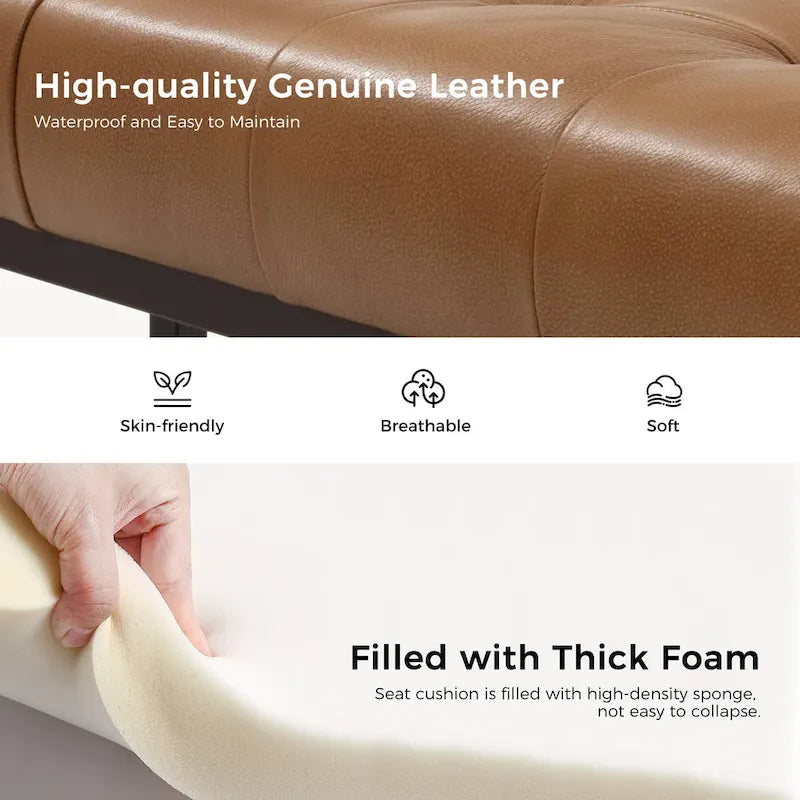 Alicia Classic Genuine Leather Durable Easy Suitable Bedroom Bench by HULALA HOME