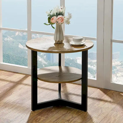 Round Large End Table with Storage Shelf - 25'2 x 24